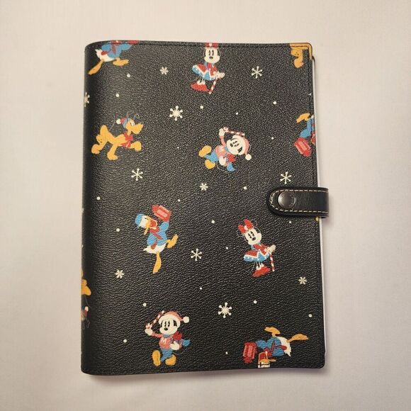 NWT Coach CN571 Disney X Coach Holiday Print Notebook Mickey Minnie